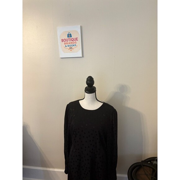 J. Crew Dress in Black Dot Long-sleeve - Size 10 - Picture 3 of 6